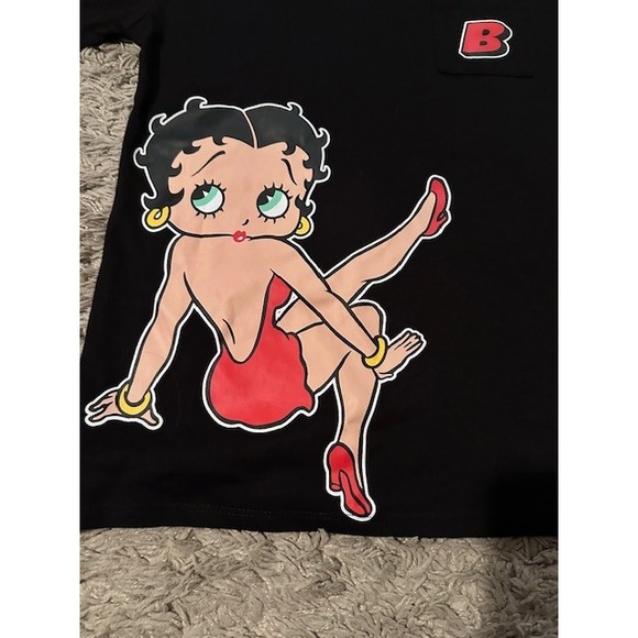Betty Boop Graphic T-Shirt Adult Black Short Sleeve Tee Retro Pin Up - Picture 2 of 5